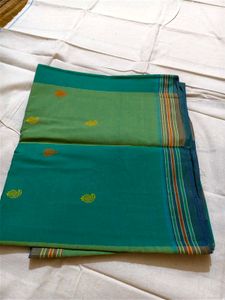 Green Cotton Saree with Paisley Design