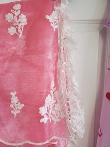Pink Embroidered  Heavy Saree With Stitched Blouse