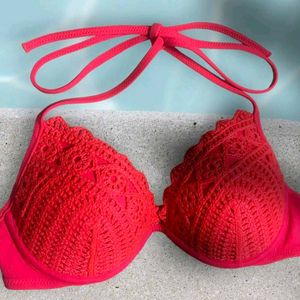 Crochet Bikini Top - Coral