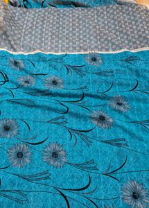 Shining Type - Beautiful Blue - Grey Combo Saree
