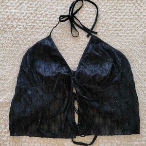 🖤 CIDER 3D wavy pattern halter top 🖤