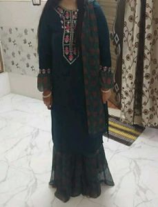 Beautiful Embroidered Sharara Three Piece Set