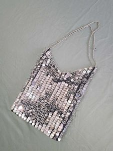 ZARA Limited Edition Silver Beaded Bag
