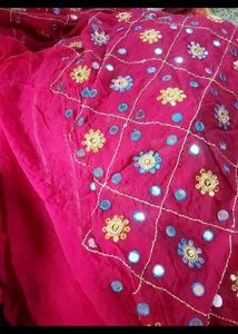 Magenta  Mirror Work Saree