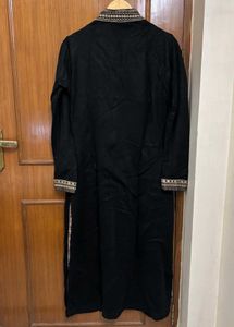 Warm Winter Black Embroidered Kurta