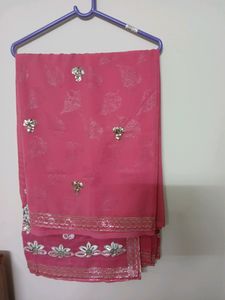Pink Embellished Saree