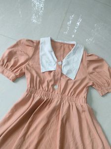 Cute Peach Dress with Peter Pan Collar