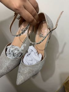 Elegant Silver Glitter Heels