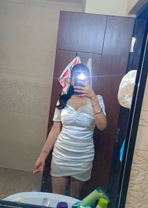 White Satin Mini Dress free size