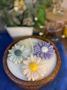 Floral Wooden Wick Candle