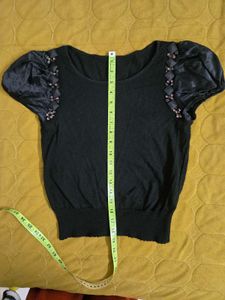 Chic Black Puff Sleeve Top bust 36