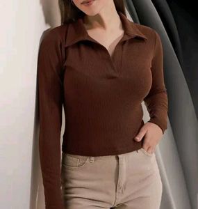 Brown Full Sleeves Top