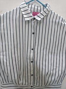 Combo Of 2 Striped Button-Up &amp; Aline Floral Top