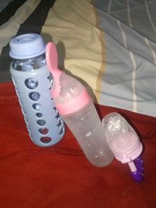 Baby Glass  Bottle &amp; Feeder Set