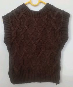 Brown Knit Sweater Vest