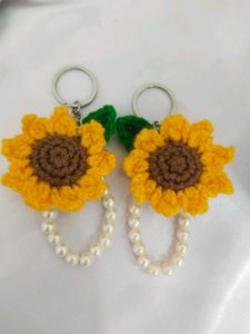 Crochet Sunflower Keychain 🌻💕