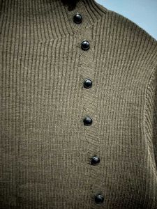 Brown Ribbed Knit Turtleneck Top