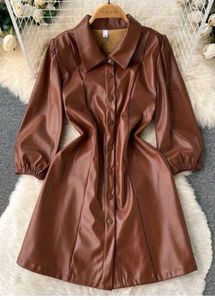 Brown Faux Leather Dress( Unused)