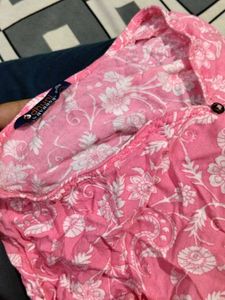 Pink Floral Print Kurti