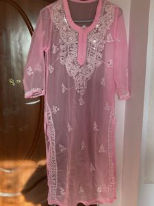 Pink Embroidered Kurta