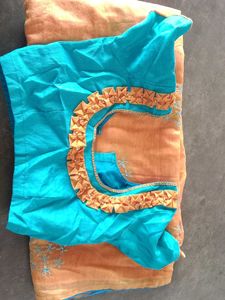 saree with stitched blouse