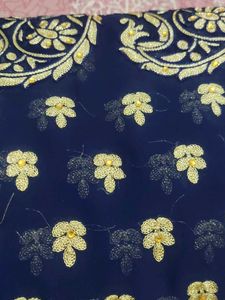 Navy Blue &amp; Gold Saree