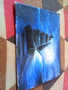Lonely Boat in sea painting Homemade