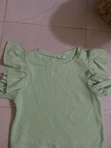 Zara Green Ruffle Sleeve Top