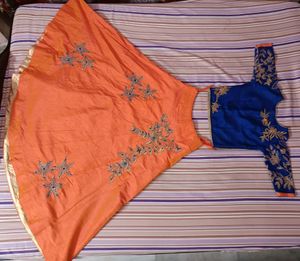 Long Crop Top Lehanga For Women Along With Scarf