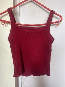 Red Ribbed Tank Top Xs size