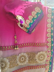 Pink Embroidered Saree