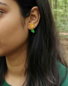 Tiny crochet floral earrings