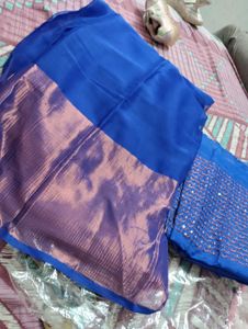 Blue Embellished Saree