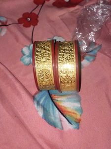 Red &amp; Gold Bangles, party wear sakha
