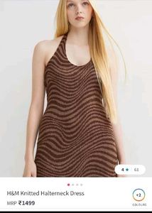 H&amp;M Brown Wave Knit Mini Dress