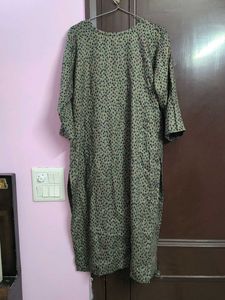 warm Olive Green Printed Kurta for winter