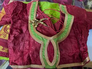 Green Silk Saree with Peacock Border