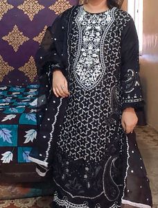 Black Cutwork Pakistani Dress