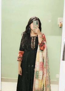 Anarkali sequence kurta with boho dupatta