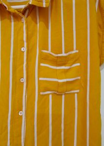 Zudio Yellow Striped Shirt (Size L)