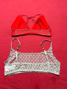 2-Piece Bra Combo (H&amp;M Red + Polka Net)