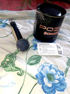 Brand New Sonata Poze Black Dial Watch