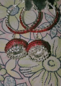 Red Beaded Earring Set