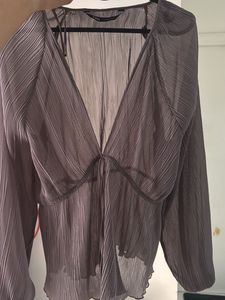 Lace Shirt With Tie Detail