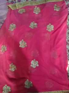 Pink Embroidered Saree