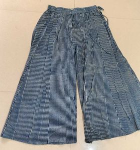 Morpankh Soft Cotton XL Blue Striped Palazzo Pants