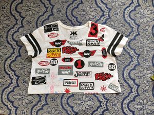 Kook N Keech Printed Women White Crop Top