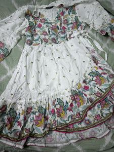 Floral White Wrap Dress