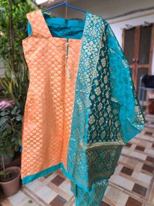 Orange &amp; Teal Kurta Set