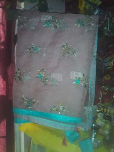 Embroidered Net Dupatta